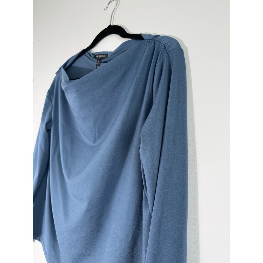 NWT Banana Republic Blue Cowl Neck Long Sleeve Stretch Size M Basic - Picture 4 of 6
